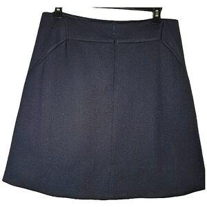 Tory Burch Womens Wool Blend Skirt 8 Navy Black Lined A-Line